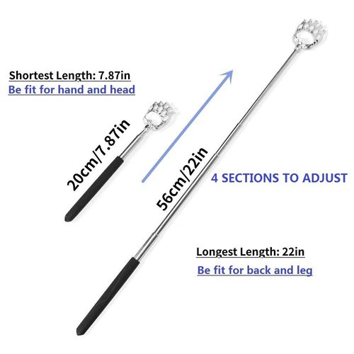 SQULIGT 2PCS Back Scratchers, Bear Claw Back Scratcher Extendable Metal Retractable Telescopic Handle for Itch Relief Men Women Kids in Travel Home Office