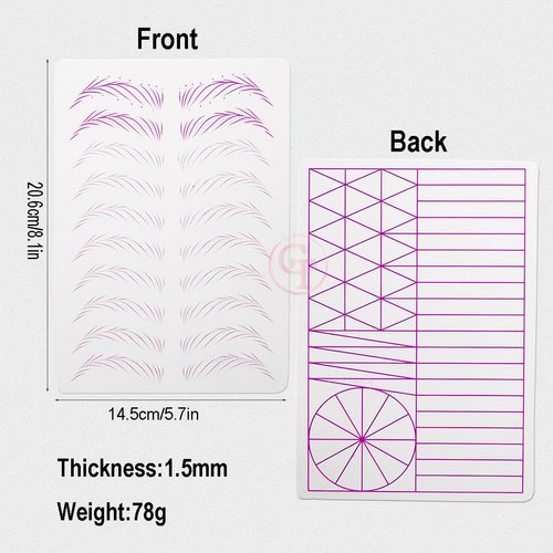 4pieces Two Sides 1.5mm Thickness Brow Practice Skin Silicone Tattoo Practice Skin with Purple Lines for Microblading Nano Brows Ombre Brows
