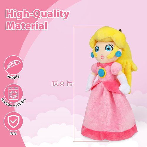 KILATIVE Princess Peach Plush Toy Princess Peach Doll Collection Mario Plush Stuffed Animals Toys 11 Inch (Pink Sweet Gift for Mario Fans