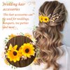 OIIKI Sunflower Bridal Accessories Kit, Wedding Sunflower Headband, Bridal Sunflower Necklace Earrings, Flower Crystal Hair Vine Decorative Clips for Women, Parties