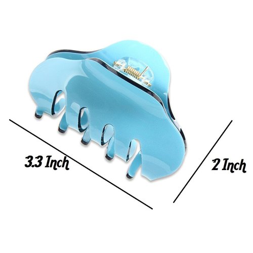 Liasun 3.3" Jelly Color Hair Claw Clip-Acrylic Strong Holding Power Hair Clips Hairgrip for Women and Girls Hair Barrettes for Medium or Long Hair (Blue)