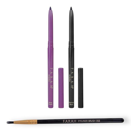 F.A.R.A.H Gel Eyeliner Duo & Precision Brush Set - Bold & Long-Lasting Gel Eyeliner in Burnt Purple and Absolute Black withProfessional Precision Eyeliner Brush