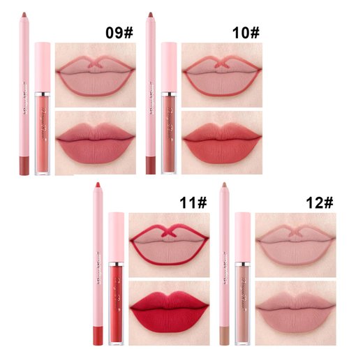 Gireatick 6 Velvety Matte Liquid Lipsticks + 6 Matching Smooth Lip liner Pencil, One Step Lips Makeup Kits, Waterproof Long Lasting Velvety Matte Lipstick Lip Makeup Gift Kit for Women Girls