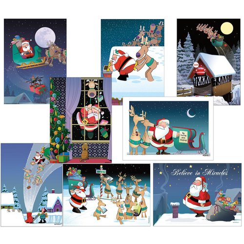 Stonehouse Collection | Boxed Variety Funny Christmas Cards | 24 Cards, 8 Designs Bulk Funny Assortement | USA Made