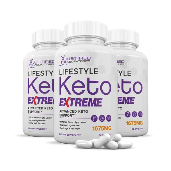 (3 Pack) Lifestyle Extreme Keto Pills 1675MG New & Improved Formula Contains Apple Cider Vinegar Extra Virgin Olive Oil Powder Green Tea Leaf 180 Capsules