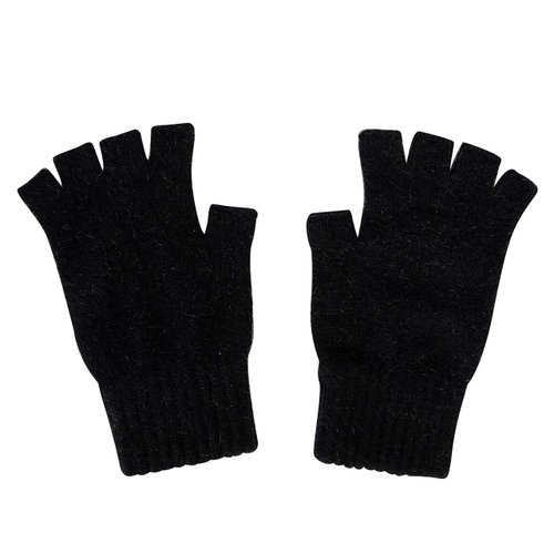 whitepeak Genuine Merino Wool and Possumdown Fingerless Gloves for Men and Women | UNISEX (Black Medium)