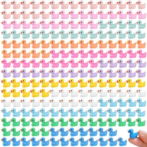 JIUZHU 220 Pcs Mini Resin Duck Birthday Party Miniature Figure Landscape Aquarium DIY Decoration Bonsai Interior Christmas Fairy Garden Hide and Seek Prank (11 Colors