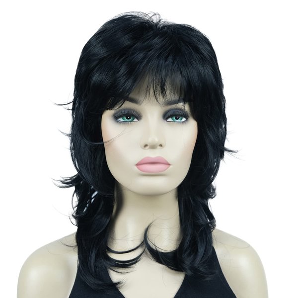 Lydell Long Soft Shaggy Layered Black Wig Classic Cap Full Synthetic Wigs