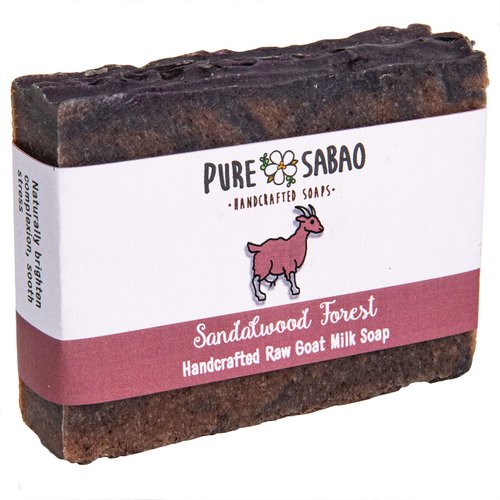 Pure Sabao - Sandalwood Forest – Goat Milk Soap Handmade Natural Essential Oil, golden brown, approx.4.5 Ounce