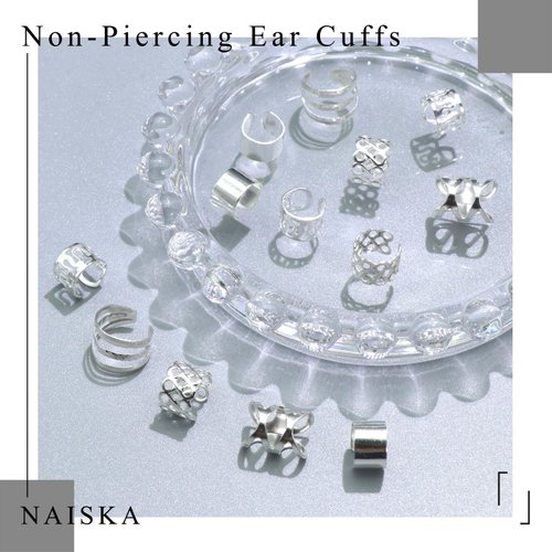 NAISKA Silver Jewelry for Braids, Dreadlocks and Beards - Metal Braid Clips, Non-Piercing Ear Cuffs, Hair Cuffs, and Beads for Women and Men (30PCS)