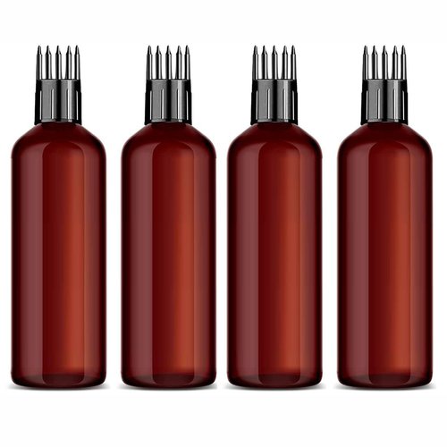 MYOC Empty Amber Color Hair Root Comb Applicator Bottle with Comb Cap for applying Hair Oil, Sham...