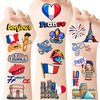 France Temporary Tattoos, 96pcs French Temporary Tattoos, Htabiol French Decorations, France Party Decorations, French Party Favors, Fit for Paris Party, French Birthday Party, French Classroom