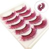 Burgundy False Eyelashes Red Lashes Colorful Eyelashes Easter Halloween Colored Eye Lashes Faux Mink Long Dramatic Eyelashes MUQIU37 Party Fake Eyelashes Extensions Makeup Tools (MQ303-Burgundy)