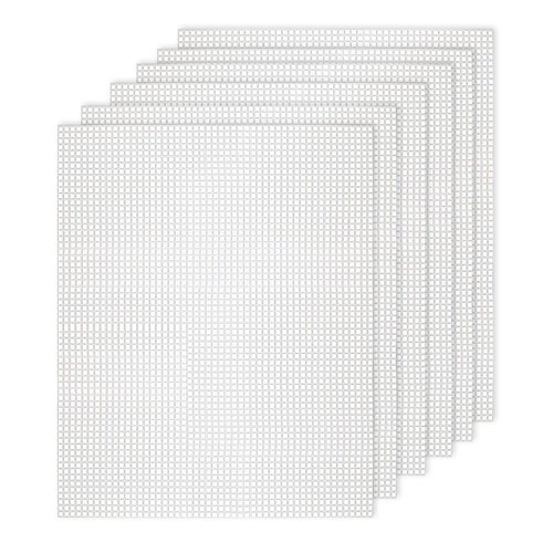 6 Pieces 7 Count Plastic Mesh Canvas Sheets for Embroidery, Acrylic Yarn Crafting, Knit Crochet Projects