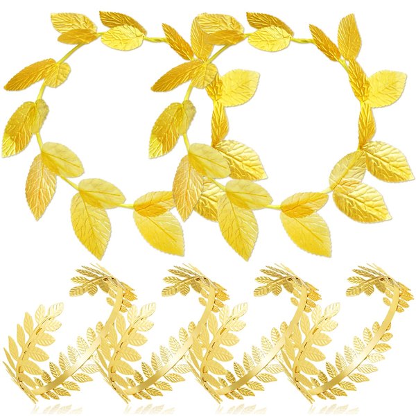 QuneusHot 6 Pieces Toga Costume Women Accessories Set Greek Goddess Jewelry Roman Gold Laurel Crown Headpiece Leaf Arm cuff Bracelet Halloween Cosplay