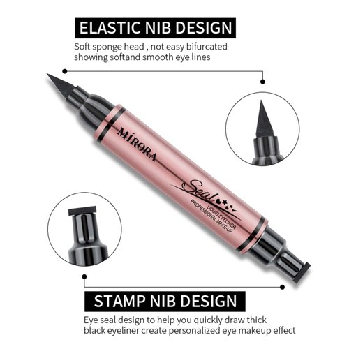 Eyeliner Stamp - Winged Eyeliner Stamp for All Eye Shapes, Easy Cat Eye Stencil Makeup Tool, SmudgeProof & Waterproof Liquid Eye liner Pen, Star Stamp (10MM, Black)