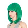 SWACC Short Straight Bob Wig with Bangs Synthetic Colorful Cosplay Daily Party Flapper Wig for Women with Wig Cap (Green)
