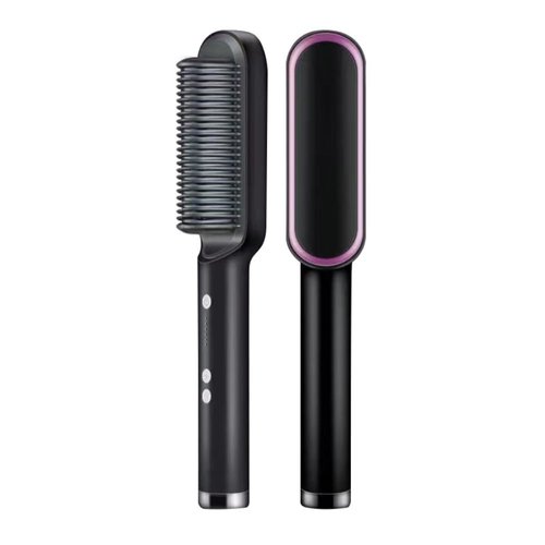Zahera Professional Hair Straightener Comb, Beard Straightener Brush, Ceramic Plate Electric Hair Straightening Brush for Salon Results, Electric Heating Straightener, Heated Electric Comb (Black)