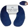 TravelMate Memory Foam Neck Pillow - Adjustable Thickness for Best Comfort, Dark Blue