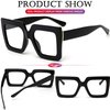 AIEYEZO Oversized Square Blue Light Glasses for Women Cute Big Frame Glasses Fashion Clear Multi-Color Computer Eyewear (Black + Champagne Black)