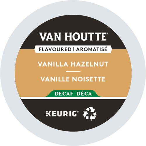 Van Houtte, Vanilla Hazelnut Decaf, Single-Serve Keurig K-Cup Pods, Light Roast Coffee, 48 Count (2 Boxes of 24 Pods)