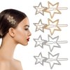 Teaaha 4PCS Star Hair Clips, Metal Hair Barrettes with Rhinestone in Silver & Golden, Hairpin for Women Girls Ladies Thick Hair Styling Accessories