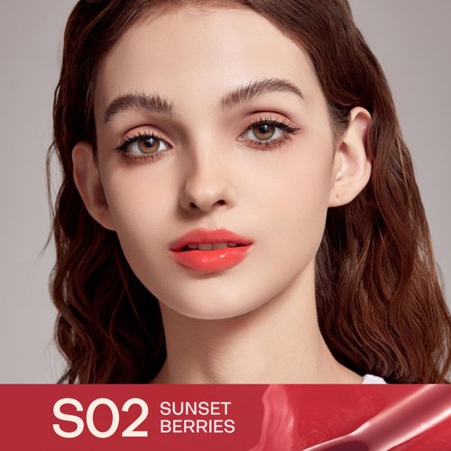 Mistine Lipstick Thai Latte Sheer Aqua Rouge Flowing Plumping Lipstick for Women Non-sticky Hydrating Lipstick Creamy Finish S02 Sunset Berries 0.12 fl oz,1 Count