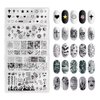 MRFOX 5 Pcs Nail Plates Stamping Set Marbled Punk Spider Web Heart Star Theme Leaf Nail Art DIY Stamping Template