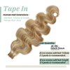 Body Wave Blonde Tape in Hair Extensions Balayage Human Hair Extensions 50grams/20pcs Strawberry Blonde to Bleach Blonde Body Wave 100% Remy Hair pieces Tape on Extensions(H#27/613)…
