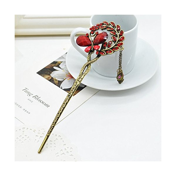 Vintage Chinese Women's Butterfly Crystal Hair Stick, Bridal Hair, Wedding Hair, Bride Hair Jewelry