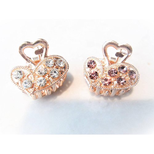 Generic Jeweled antique gold hair claw clip with crystals (Primary color: Pink), 1 Count (Pack of 1)
