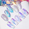6 Box Aurora Nail Foil Stickers, Colorful Glass Paper Holographic Transfer Decals, Shiny French Art Supplies for Acrylic Nails, Manicure Nail Foil Transfer Stickers Set, Girls DIY Nail Decals for