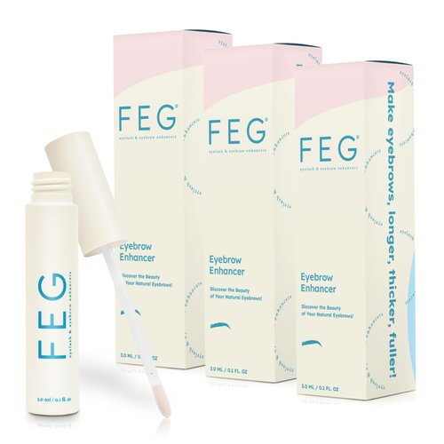 FEG Eyebrow Growth Treatment | Enhancing Serum to Lengthen, Thicken & Darken Brows | Non-irritating, Safe for All Skin Types | 3 Pack