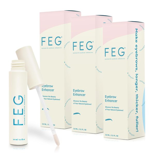 FEG Eyebrow Growth Treatment | Enhancing Serum to Lengthen, Thicken & Darken Brows | Non-irritating, Safe for All Skin Types | 3 Pack