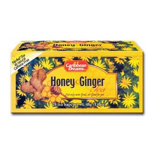 Caribbean Dreams Honey & Ginger Tea, 24 Tea Bags Per Box (Pack of 3)