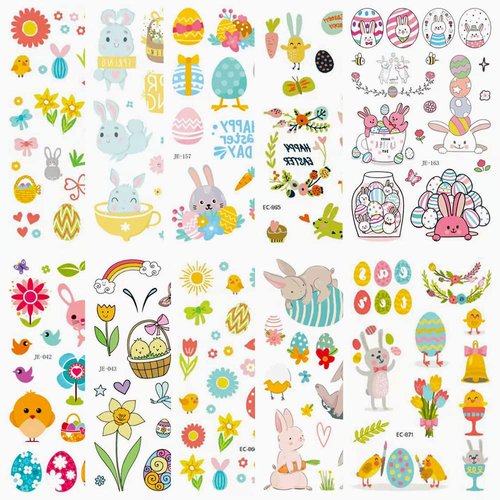 Cute Temporary Tattoos for Kids/Temporary Women Party Decor Clearance, Stickers/Fake Tattoo Markers for Birthday Party Favors (Easter)