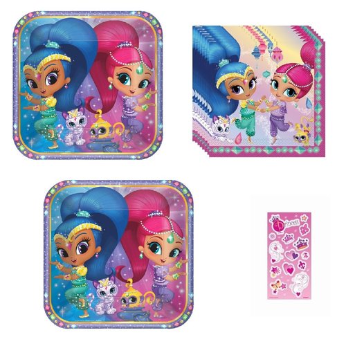 Shimmer and Shine Birthday Party Supplies Bundle Set includes Plates and Napkins (Bundle for 16)