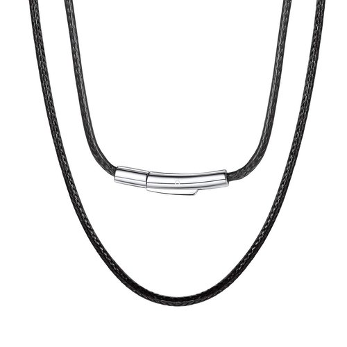 Black Leather Necklace for Men Women Braided Rope Cord Chain DIY Jewellery for Pendant Waterproof Chain friend