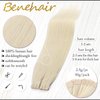 Benehair Tape in Hair Extensions Human Hair Platinum Blonde 20pcs 50g/pack Straight Hair Extensions Tape in Seamless Skin Weft Tape in Natural Hair for Women 16",#60 Platinum Blonde