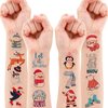 100 PCS Funny Blue Winter Temporary Tattoos Sticker Snowman Birthday Snowflake Christmas Party Decorations Decor Supplies Favors Gifts Girls Boys Baby Showers Cute Fake Tattoos Classroom Reward Themed