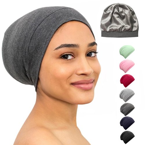 Silk Bonnet Adjustable Satin Bonnet for Curly Hair Night Cap Hair Cover Sleep Bonnet for Men Satin Lined Sleep Cap for Black Women Satin Hair Bonnets for Sleeping Hat for Women Beanie Silk Head wrap