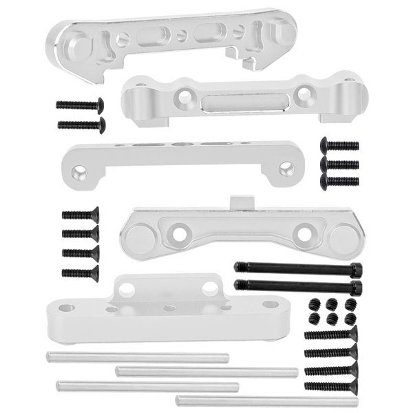 hopsupRC Alloy Arm Suspension Mount Upgrades Part for 1/8 Typhon&Kraton&Outcast&Notorious 6s BLX,1/7 Felony&Mojave 6s BLX,Front Rear Arm&Rear Upper Arm Suspension Mount Hops up,Silver