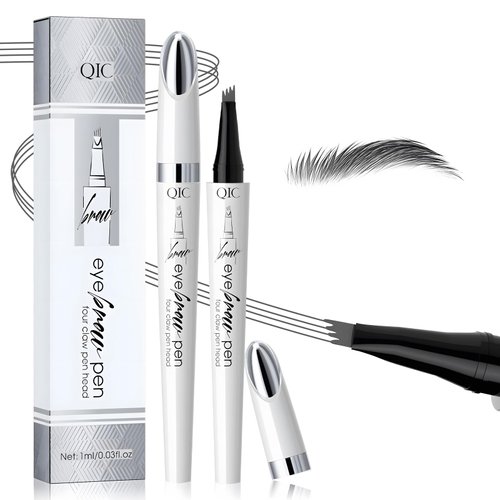 Kaemgyyd 2024 New Microblading Eyebrow Pen, 3D Waterproof Magic Eyebrow Pencil, Natural Brow Pencils for Women with 4-Fork-Tip,Last All-Day (Gray)