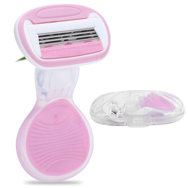 Women's Razor 4 Blades, Smooth Women's Razor Flexball Compact Women's Razor with Travel Case, Armpit Hair Knife Waterproof Non-Slip Trimmer Shaving Razor Set with 4 Blade Refills for Travel Carry