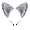 Cat Fox Ears Headband for Women Girls Halloween Cosplay Cat Costume Faux Fur Hair Accessories for Adult Kids (Gray & Pink)