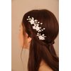 BERYUAN Wedding White Flower Rose Gold Leaf Pearls Crystal Rhinestone Hair Comb Pearls Teardrop Rhinestone Hair Piece Bride Headband for Bridal Women and Girls(3PCS) (rose gold)