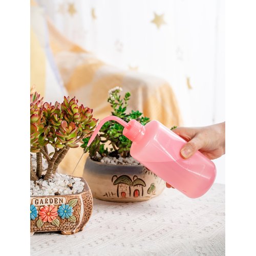 Melphoe Tattoo Wash Bottle Squeeze 3Pcs 500ml Squirt Bottle Succulent Watering Can, Safety Rinse Bottle, Plastic Squeeze Medical Lab Washing Bottle, Tattoo Supplies, Lash Water Bottle Squeezer, Pink