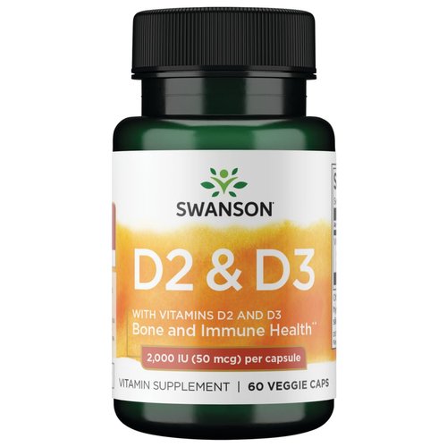 Swanson Vitamin D Complex with Vitamins D2 & D3 - Complete Sunshine Vitamin Complex for Bone, Dental & Immune Health - Vitamin Supplement ( 50 mcg, 60 Veggie Capsules ) 3 Pack
