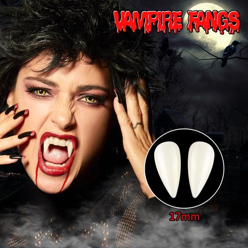 Givivion Vampire Teeth Fangs for Adults, Vampire Fangs with Upgraded Reusable Adhesive, Halloween Fake Fangs for Vampire, Cosplay, Party Favors, Haunted Houses