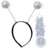 Glitter Alien Antenna Headband with Holographic Chunky Glitter & Ball Boppers, Silver Space Party Favors for Women